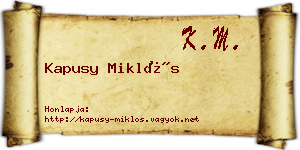 Kapusy Miklós névjegykártya